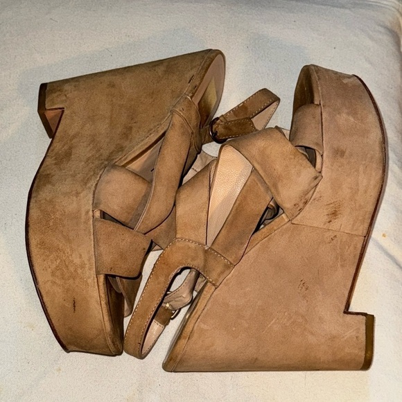 Dolce Vita camel tan suede platform heels straps sling back Sz 9 - Picture 1 of 8